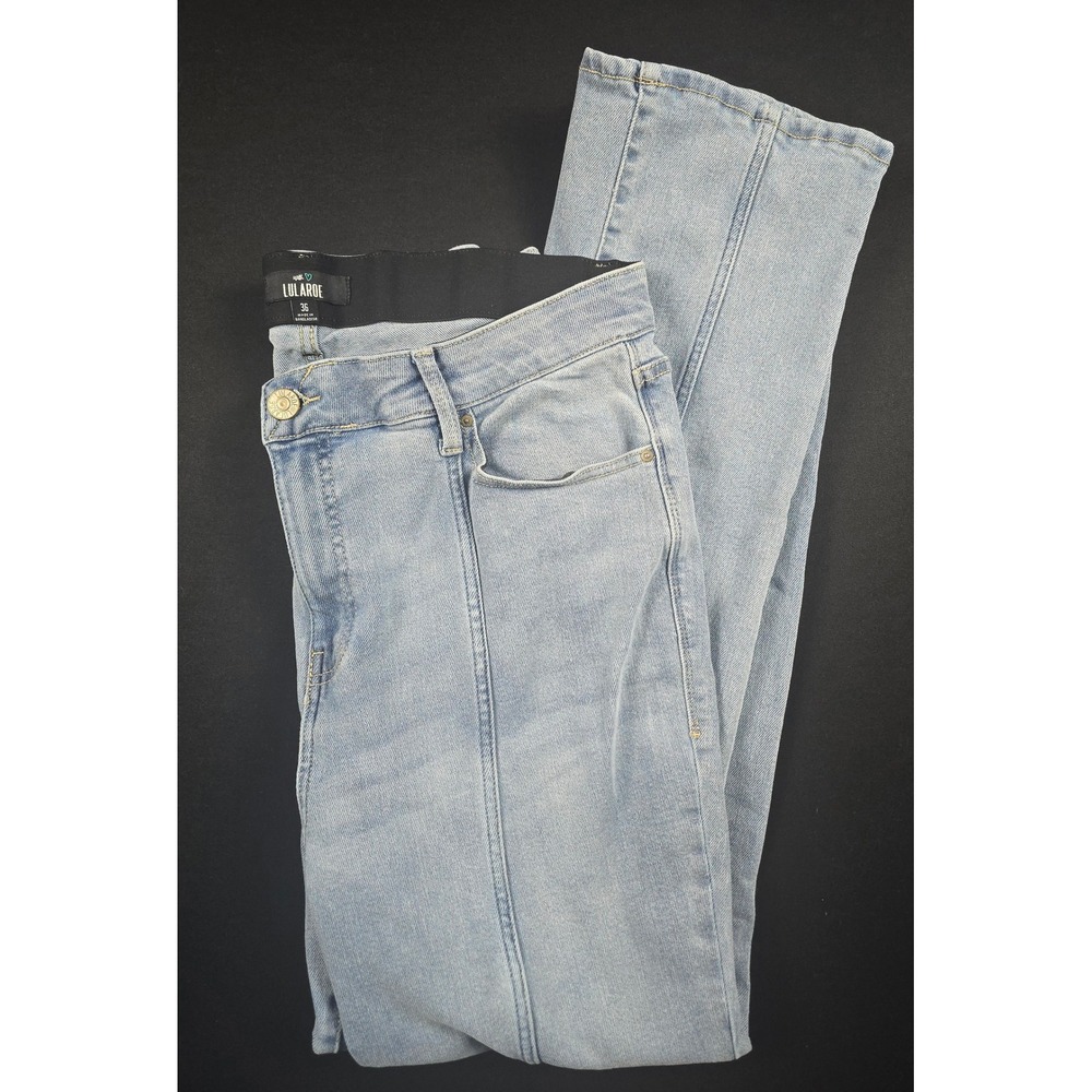 LuLaRoe Womens Size 36 Light Wash Front Seam Straight Leg Elastic Waist Jeans